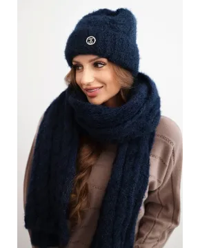 Moteriškas kepurės ir šaliko komplektas (Tamsiai mėlynas)