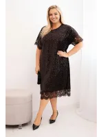 Plus Size dydžio suknelė su blizgučiais (Ruda)