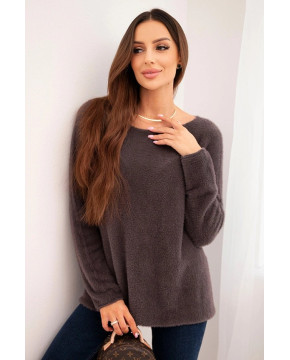 Megztinis moterims su alpakos vilna apvalia iškirpte (Ruda) Megztinis moterims su alpakos vilna apvalia iškirpte (Ruda)