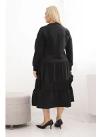 Plus Size dydžio suknelė su platėjančiu sijonu (Juoda)