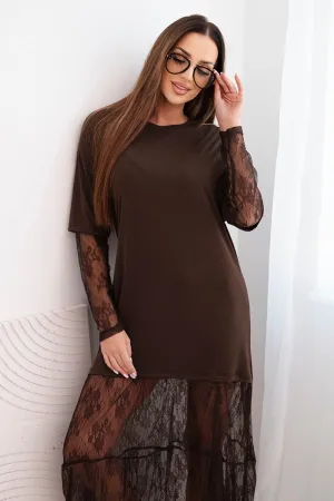 Šventinė suknelė su tiuliu (ruda)