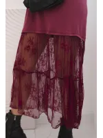 Šventinė suknelė su tiuliu (bordo)