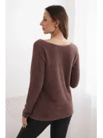 Megztinis moterims su alpakos vilna apvalia iškirpte (Šokoladinė)