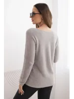 Megztinis moterims su alpakos vilna apvalia iškirpte (Pilkšva)