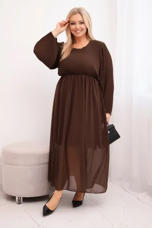 Ilga plus size dydžio suknelė (ruda)