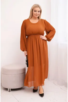 Ilga plus size dydžio suknelė (oranžinė)