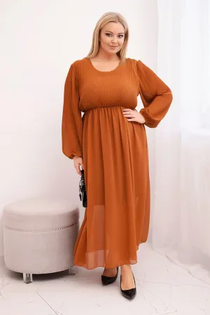 Ilga plus size dydžio suknelė (oranžinė)