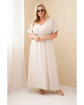 Vasarinė plus size dydžio suknelė (smėlio)