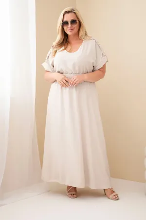 Vasarinė plus size dydžio suknelė (smėlio)