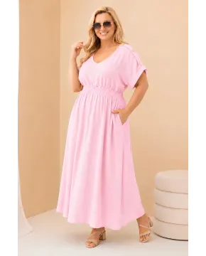 Vasarinė plus size dydžio suknelė (rausva)