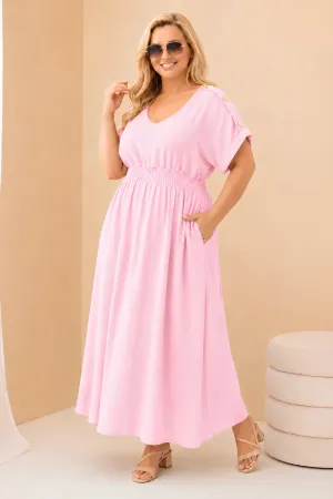 Vasarinė plus size dydžio suknelė (rausva)