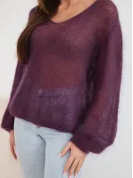 Moteriškas megztinis su 70% moheros (violetinis)