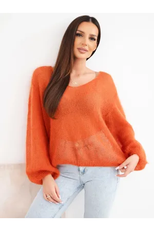Moteriškas megztinis su 70% moheros (oranžinė)