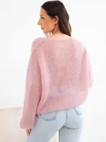 Moteriškas megztinis su 70% moheros (rožinė)