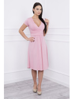 Suknelė su lengvai aptemta zona po krūtine, trumpomis rankovėmis (Šviesiai) (Rožinė)