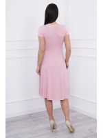Suknelė su lengvai aptemta zona po krūtine, trumpomis rankovėmis (Šviesiai) (Rožinė)
