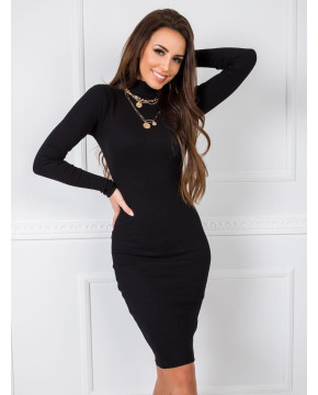 Suknelė aukštu kaklu Rue Paris (Juodos spalvos)