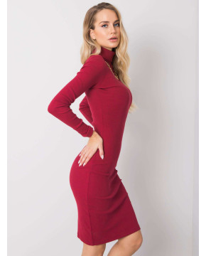 Suknelė aukštu kaklu Rue Paris (tamsiai raudonos spalvos)