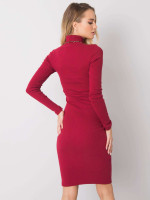 Suknelė aukštu kaklu Rue Paris (tamsiai raudonos spalvos)