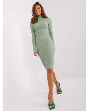 Suknelė aukštu kaklu Rue Paris (pistacijų spalvos)