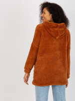 Teddy tipo džemperis su užtrauktuku ir kapišonu Rue Paris (rudos spalvos)