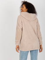 Teddy tipo džemperis su užtrauktuku ir kapišonu Rue Paris (smėlio spalvos)