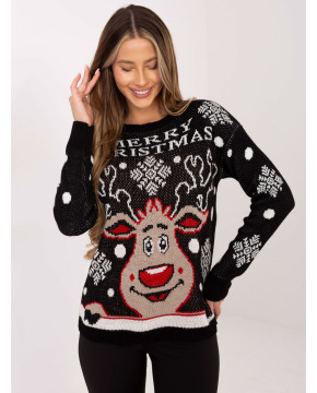 Kalėdinis megztinis moterims (Juodas)
