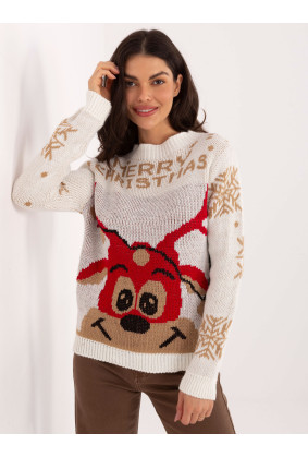 Kalėdinis megztinis moterims (Baltas)