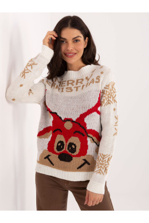 Kalėdinis megztinis moterims (Baltas)