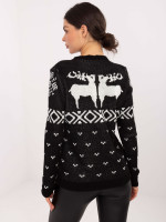 Kalėdinis megztinis moterims su širdelėmis (Juodas)