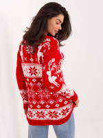 Kalėdinis megztinis moterims su snaigėmis (Raudonas)