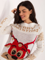 Kalėdinis megztinis moterims (Baltas)