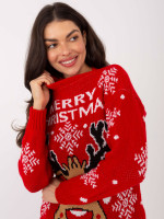 Kalėdinis megztinis moterims (Raudonas)