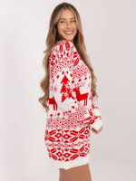 Kalėdinis megztinis - suknelė moterims (Balta)