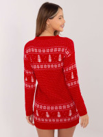 Kalėdinis megztinis - suknelė moterims (Raudona)