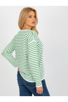 Dryžuotas megztinis moterims Rue PARIS (Baltos ir žalios spalvų)
