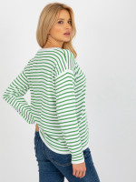 Dryžuotas megztinis moterims Rue PARIS (Baltos ir žalios spalvų)