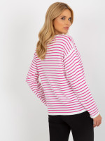 Dryžuotas megztinis moterims Rue PARIS (Baltos ir rožinės spalvų)