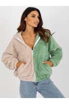 Džemperis su užtrauktuku ir kapišonu Relevance (smėlio ir žalios spalvų)