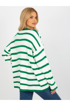 Overzsize stiliaus megztinis moterims Rue PARIS (Baltos ir žalios spalvų)