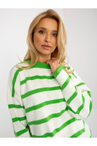 Overzsize stiliaus megztinis moterims Rue PARIS (Baltos ir šviesiai žalios spalvų)
