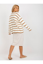 Overzsize stiliaus megztinis moterims Rue PARIS (Baltos ir rudos spalvų)