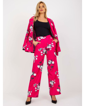 Plačios medžiaginės kelnės su gėlių ornamentais Lakert (rožinės spalvos)