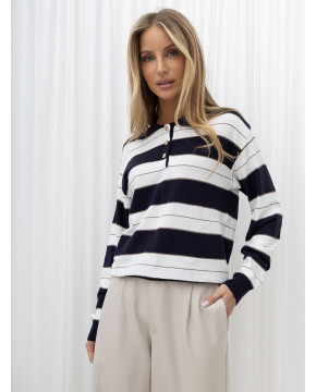 Elegantiškas polo megztinis moterims (mėlynas)
