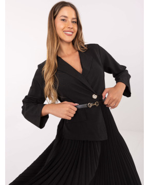 Elegantiška maxi suknelė moterims su dirželiu (juoda)