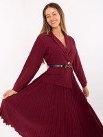 Elegantiška maxi suknelė moterims su dirželiu (bordo)