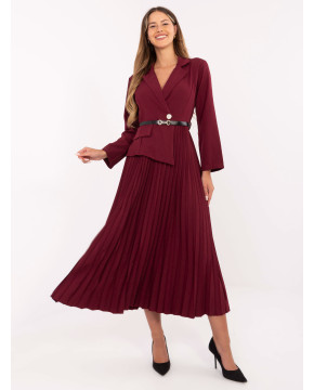 Elegantiška maxi suknelė moterims su dirželiu (bordo)