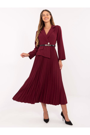 Elegantiška maxi suknelė moterims su dirželiu (bordo)