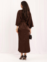 Elegantiška kimono stiliaus suknelė (ruda)