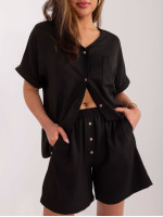 Medvilninis palaidinės ir šortų kostiumėlis (juodas)